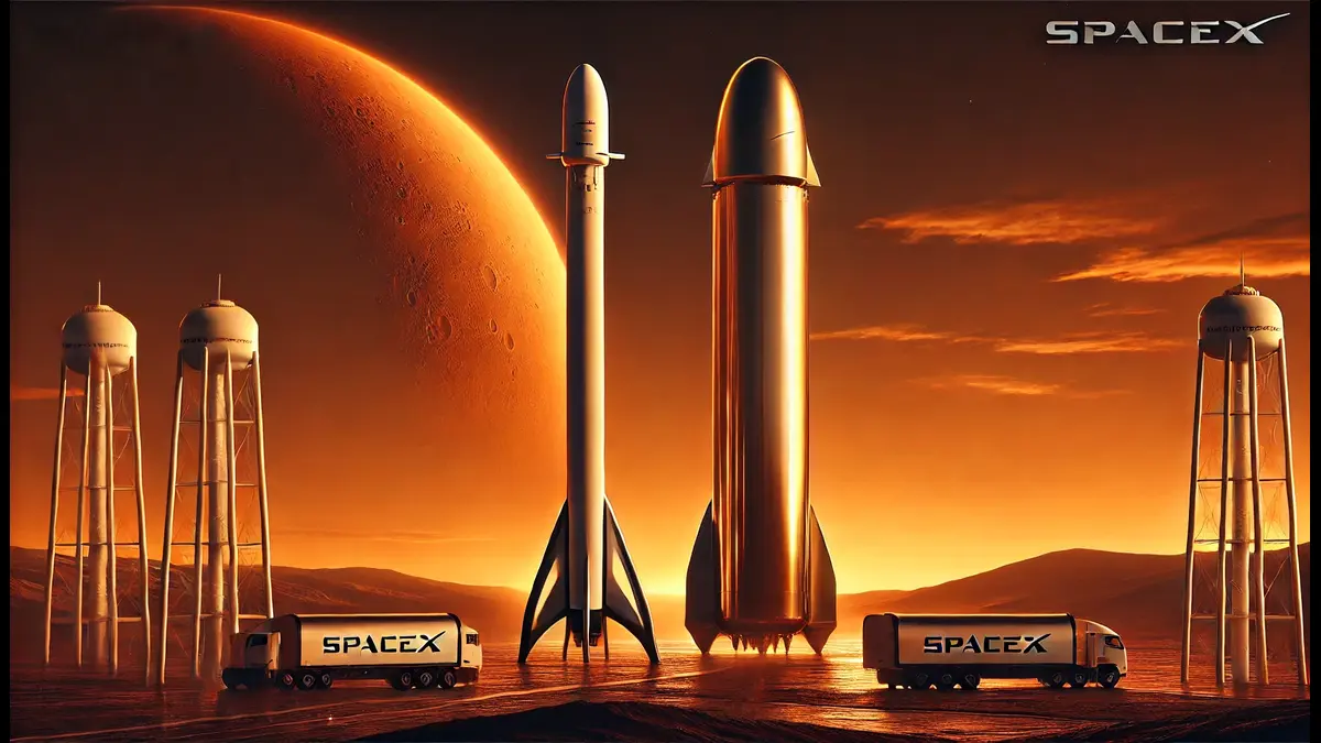 Falcon 9 vs starship, Ai generated image