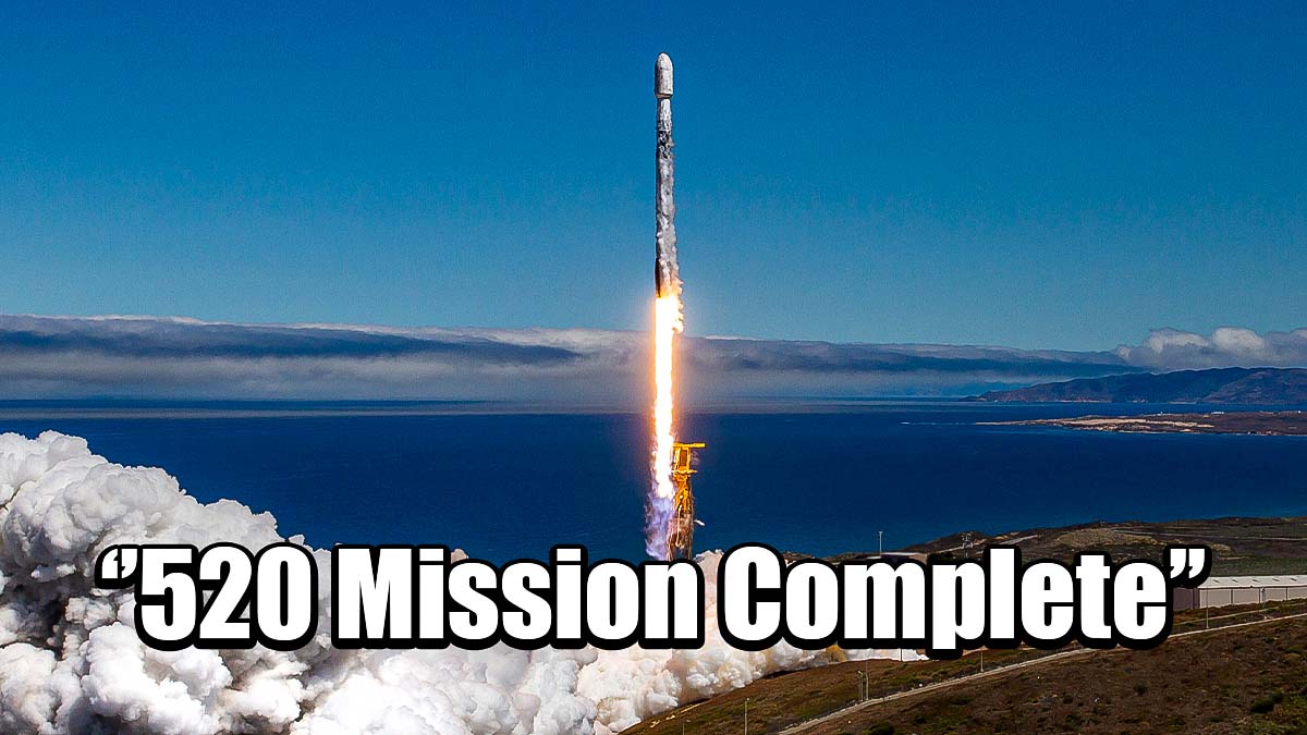 SpaceX has successfully completed 520 missions