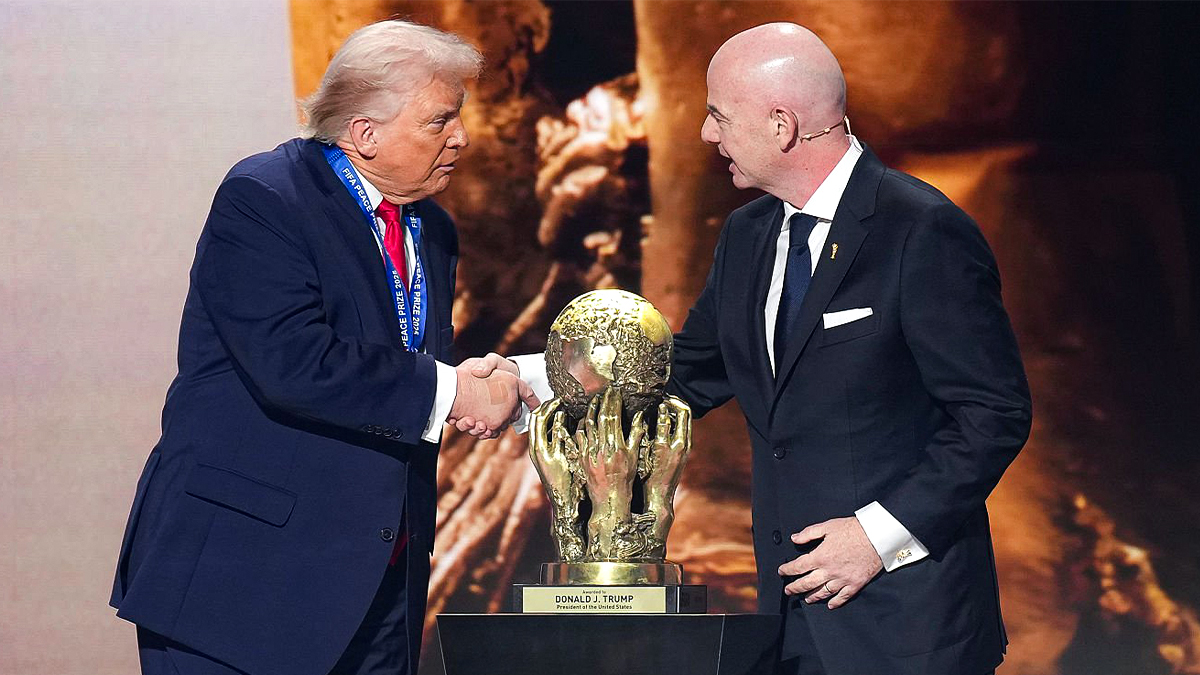 FIFA President Gianni Infantino personally took the stage and presented the first-ever FIFA Peace Prize to U.S. President Donald J. Trump